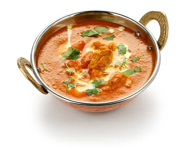 Butter chicken — per-dish photography on the menu